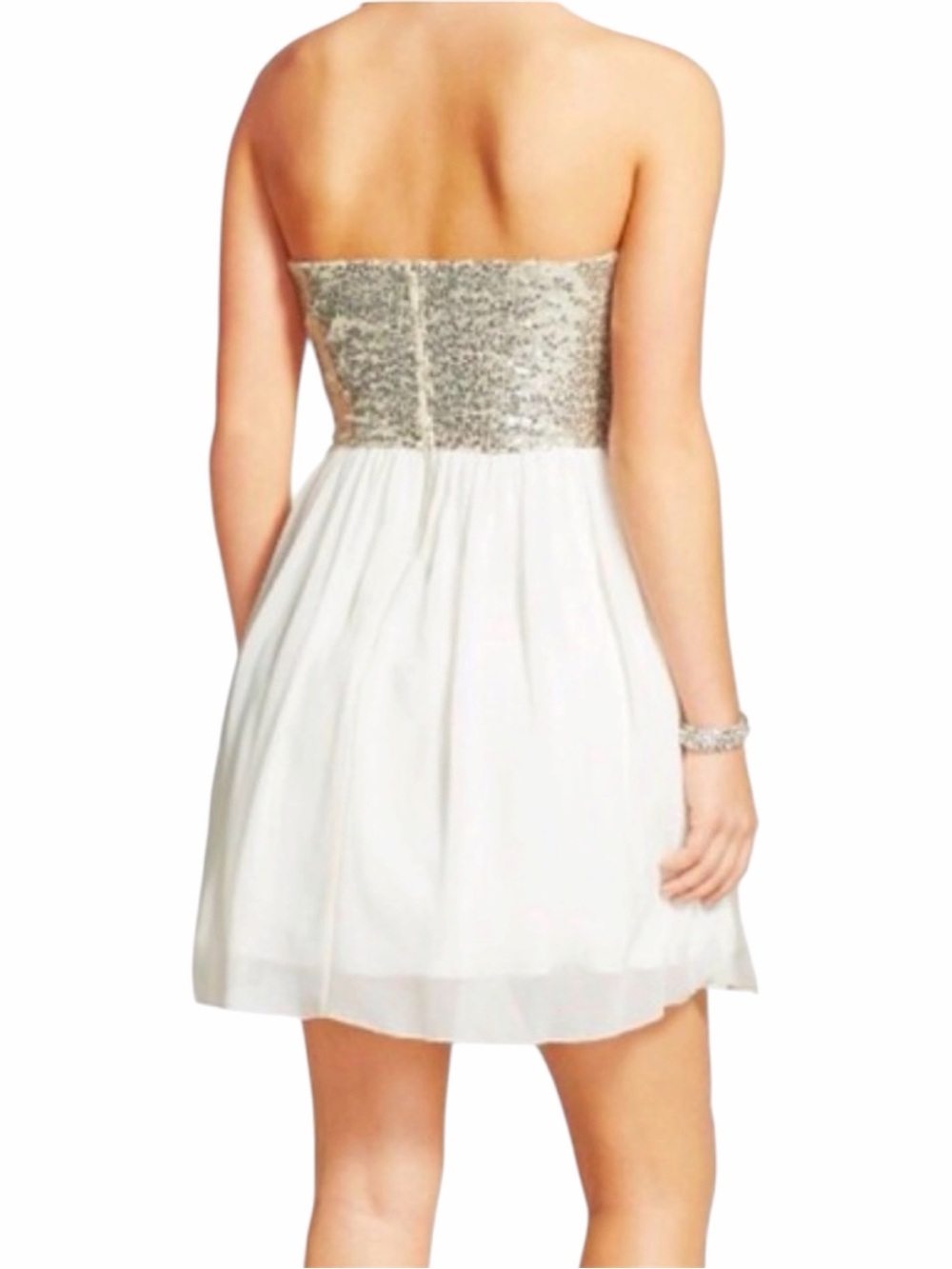 Sequin Seetheart Neckline Strapless Dress Size 3 - Picture 2 of 5